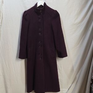 Vintage Sears The Fashion Place Sz 6 Womens Deep Purple Wool Coat Silver Lining
